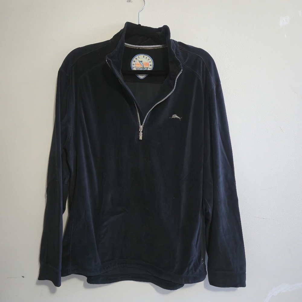 Tommy Bahama Black 1/4 Zip Pullover Size Large